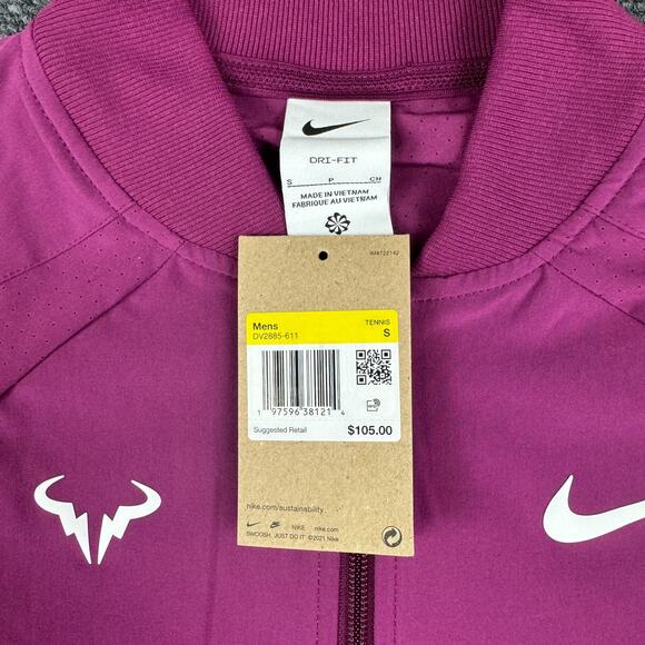 Nike Court Dri-Fit Rafa Nadal Men's Size S Full Zip Jacket Sangria Tennis NWT - Picture 4 of 9